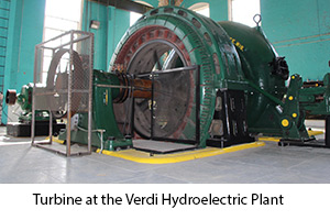 Photo of power generation turbine at the Verdi Hydroelectric Plant