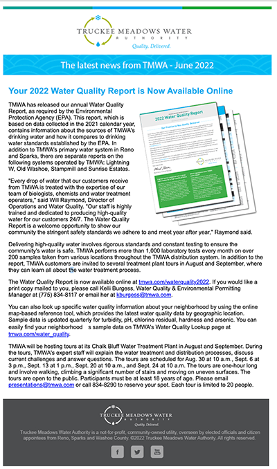 Truckee Meadows Water Authority email newsletter