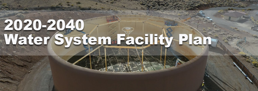 Water Facilities Plan banner image. Shows a water tank during maintenance. 