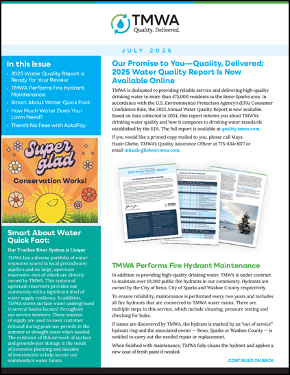 TMWA's Quality. Delivered. Newsletter