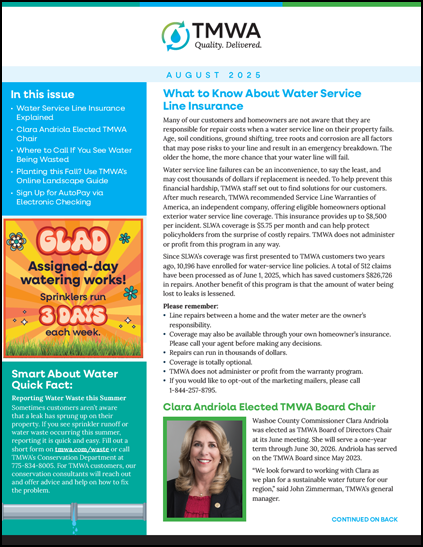 TMWA's Quality. Delivered. Newsletter